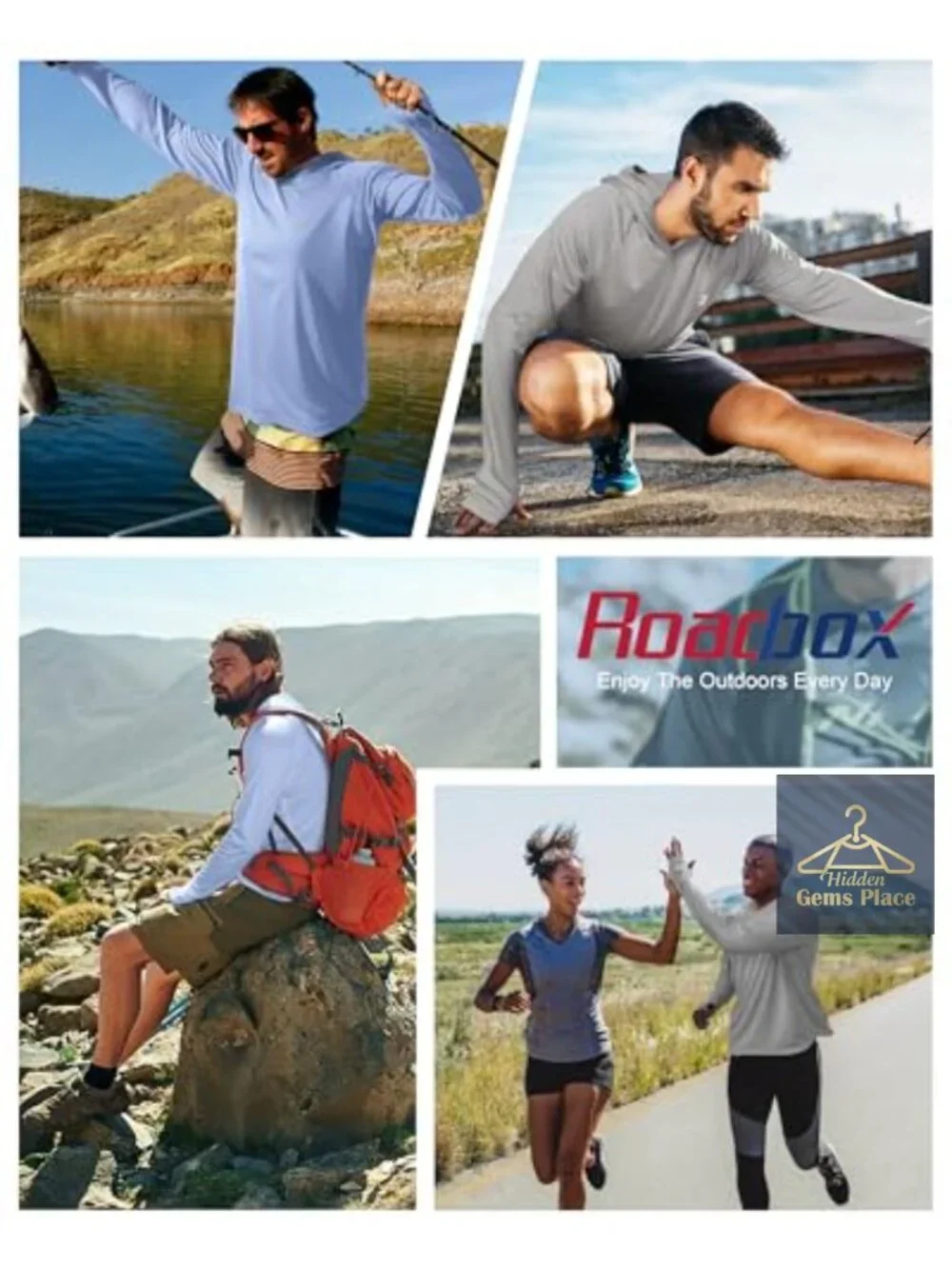 Men's UPF 50+ Long Sleeve Sun Hoodie Fishing Hiking Running Rash Guard